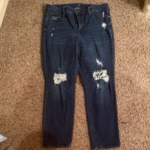Old Navy Dark Blue Distressed Skinny Jeans